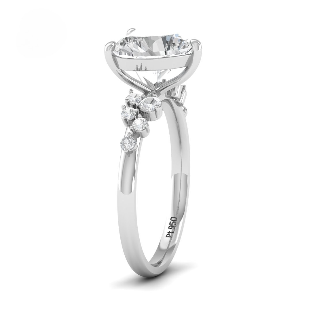 Lina Heart Cut Diamond Engagement Ring With Diamond Accent Band