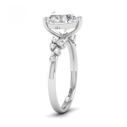 Load image 1 in gallery view. Lina Heart Cut Diamond Engagement Ring With Diamond Accent Band