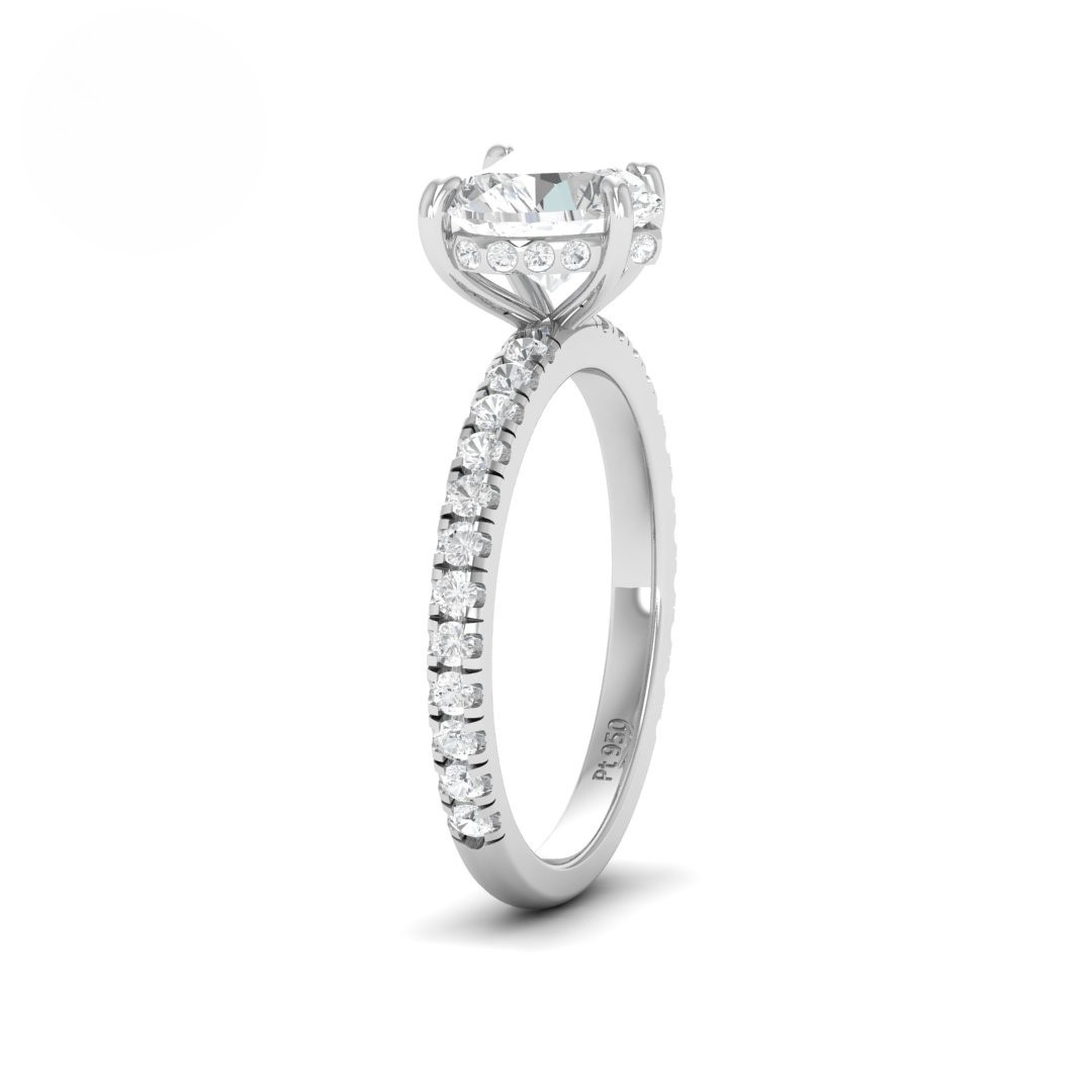 Lila Heart Cut Diamond Engagement Ring with Diamond Hidden Halo and Diamond Band