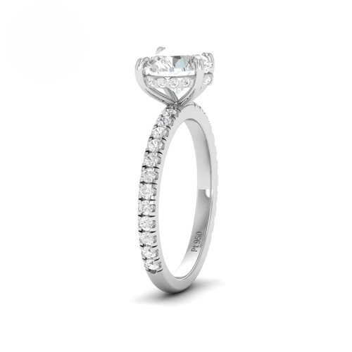 Load image 1 in gallery view. Lila Heart Cut Diamond Engagement Ring with Diamond Hidden Halo and Diamond Band