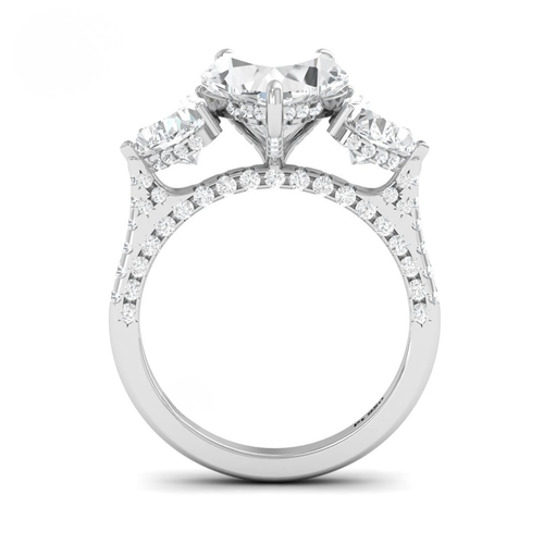 Load image 1 in gallery view. Vidhi Heart Cut Diamond Engagement Ring with Heart Cut Side Diamonds and 3D Diamond Band