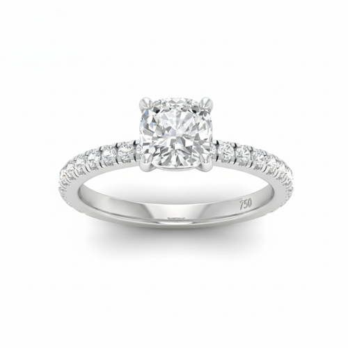 Load image 1 in gallery view. Athena Cushion With Diamond Band Engagement Ring