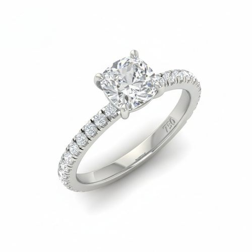 Load image 1 in gallery view. Athena Cushion With Diamond Band Engagement Ring