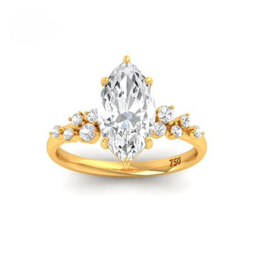 Load image 1 in gallery view. Lina Marquise Cut Diamond Engagement Ring With Diamond Accent Band