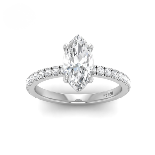 Load image 1 in gallery view. Athena Marquise With Diamond Band Engagement Ring