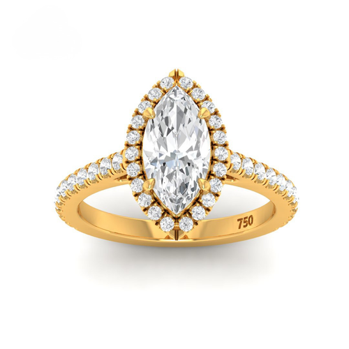 Load image 1 in gallery view. Belle Marquise Cut Diamond Engagement Ring with Diamond Halo & Diamond Band
