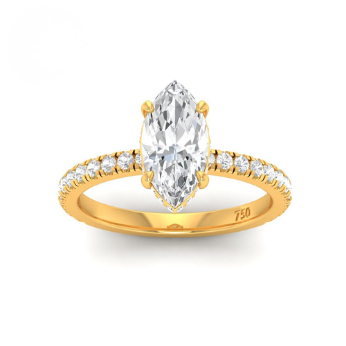 Load image 1 in gallery view. Lila Marquise Cut Diamond Engagement Ring with Diamond Hidden Halo and Diamond Band
