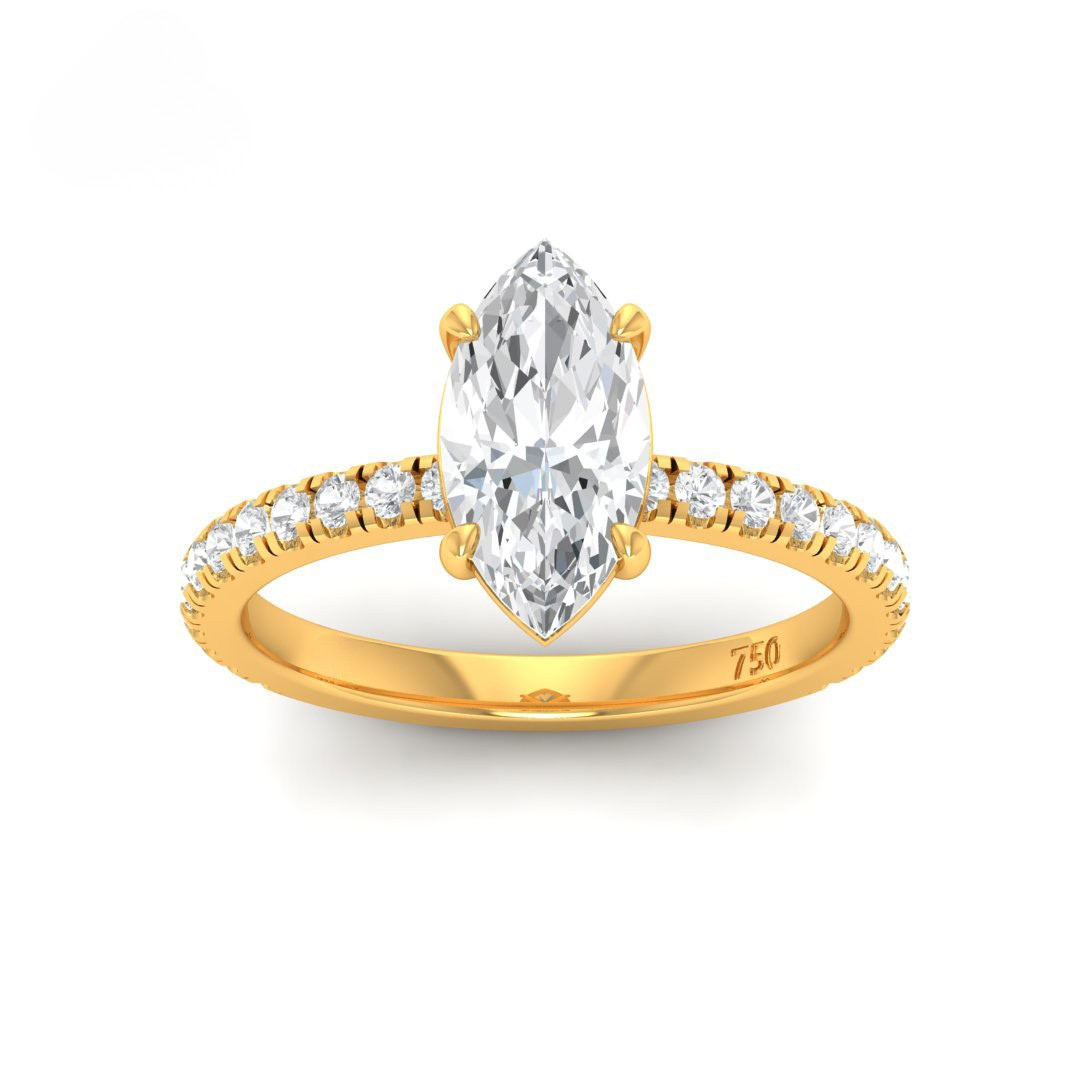 Athena Marquise With Diamond Band Engagement Ring