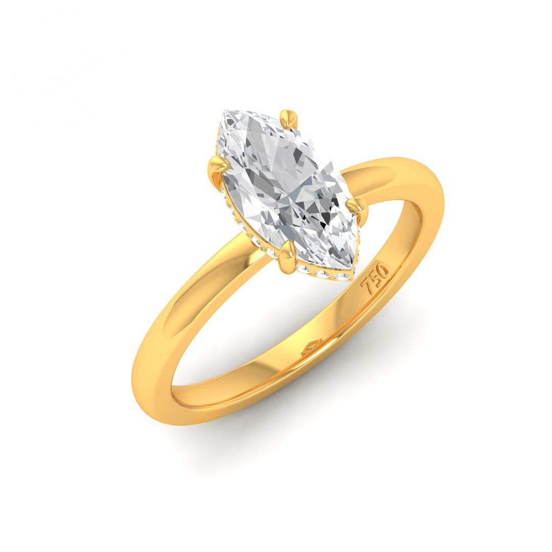 Kiara Marquise Cut Diamond With Hidden Halo Engagement Ring