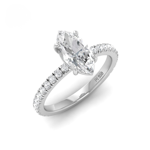 Load image 1 in gallery view. Athena Marquise With Diamond Band Engagement Ring