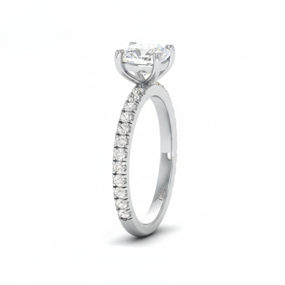 Athena Cushion With Diamond Band Engagement Ring