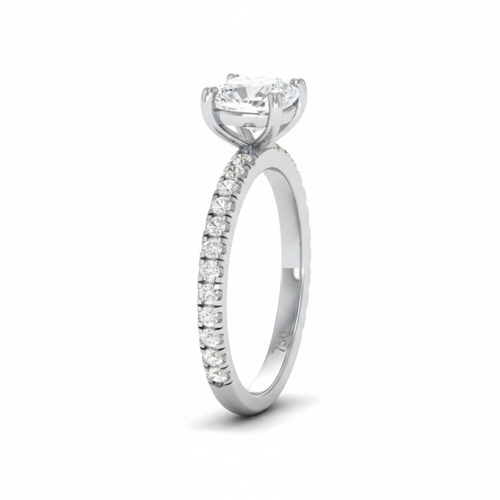 Load image 1 in gallery view. Athena Cushion With Diamond Band Engagement Ring