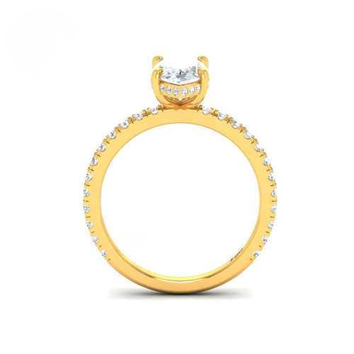 Load image 1 in gallery view. Lila Marquise Cut Diamond Engagement Ring with Diamond Hidden Halo and Diamond Band