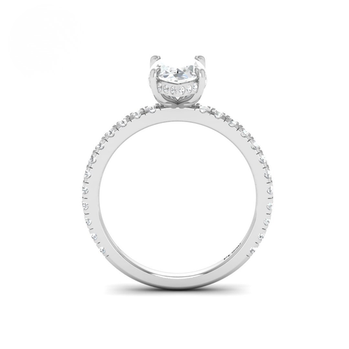 Load image 1 in gallery view. Lila Marquise Cut Diamond Engagement Ring with Diamond Hidden Halo and Diamond Band