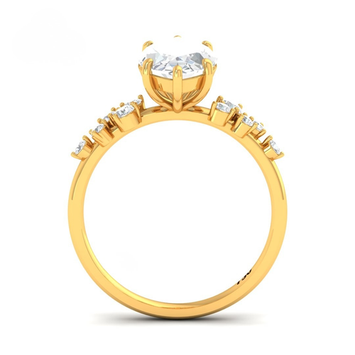 Load image 1 in gallery view. Lina Marquise Cut Diamond Engagement Ring With Diamond Accent Band