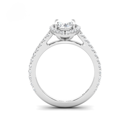 Load image 1 in gallery view. Belle Marquise Cut Diamond Engagement Ring with Diamond Halo & Diamond Band