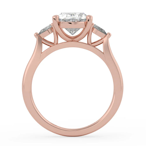 Load image 1 in gallery view. Isla Oval Diamond Ring with Pear Side Stones