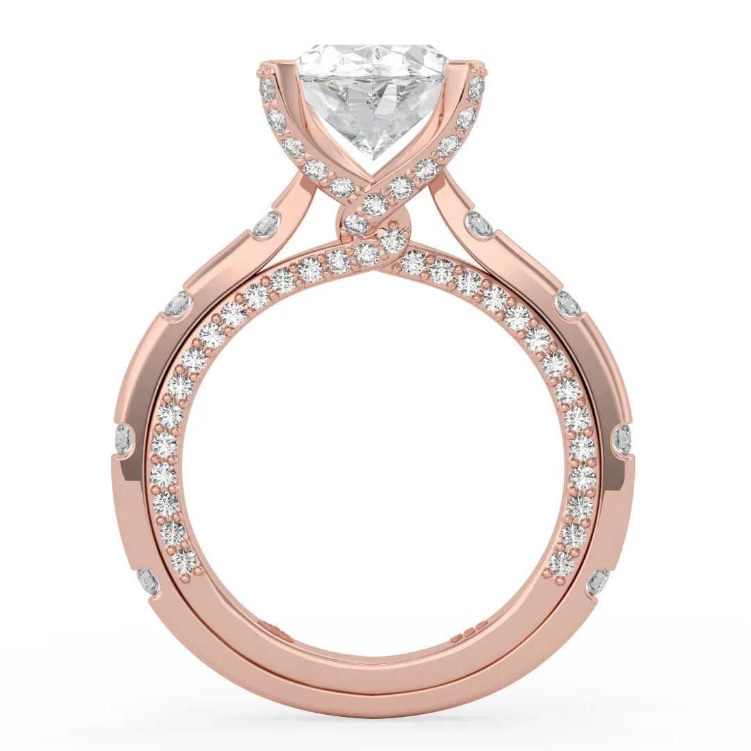 Sophia Oval Diamond Ring with Marquise Band