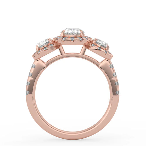 Load image 1 in gallery view. Lumière Trinity Oval Engagement Ring