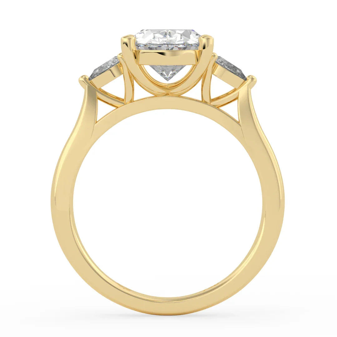 Isla Oval Diamond Ring with Pear Side Stones
