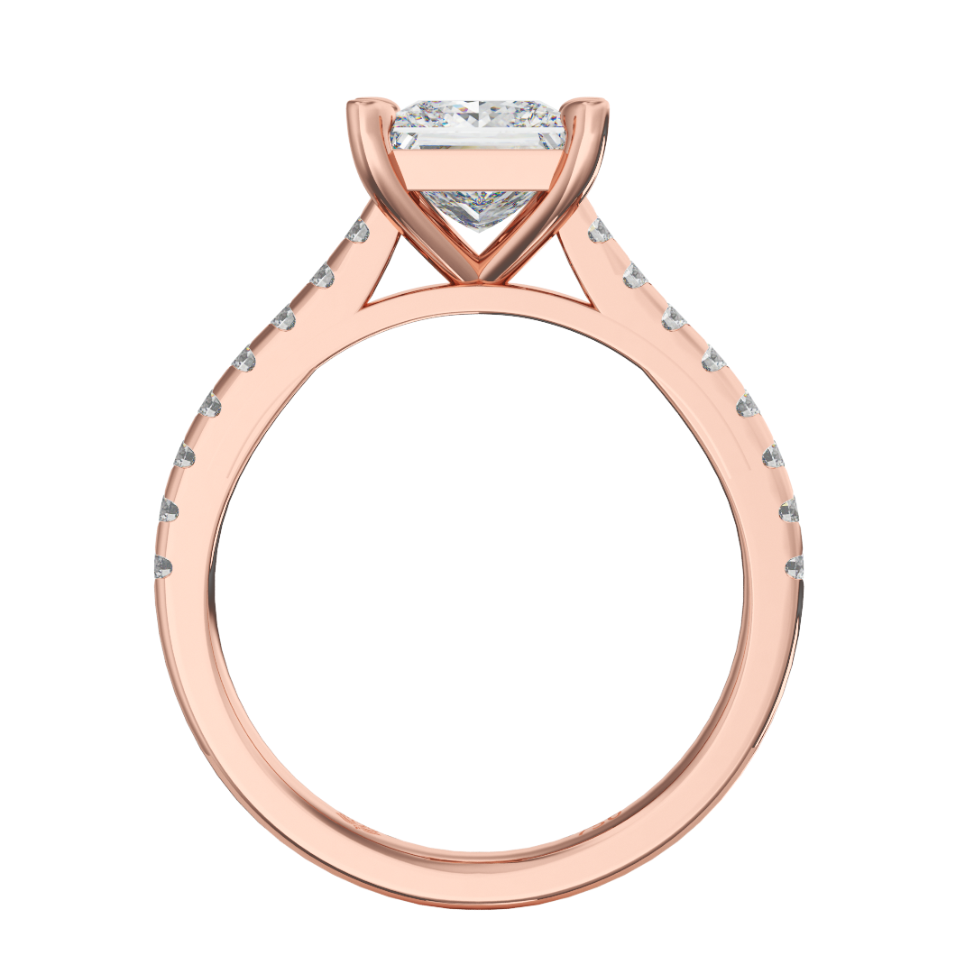 Antoinette Princess With Diamond Band Engagement Ring