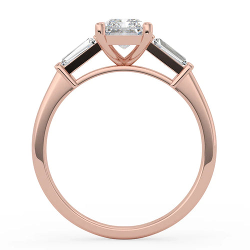 Load image 1 in gallery view. Aurora Radiant Diamond Ring with Tapered Baguette Accents