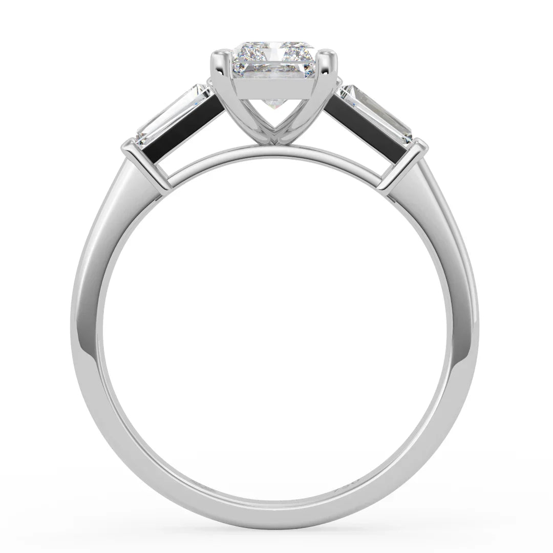 Aurora Radiant Diamond Ring with Tapered Baguette Accents