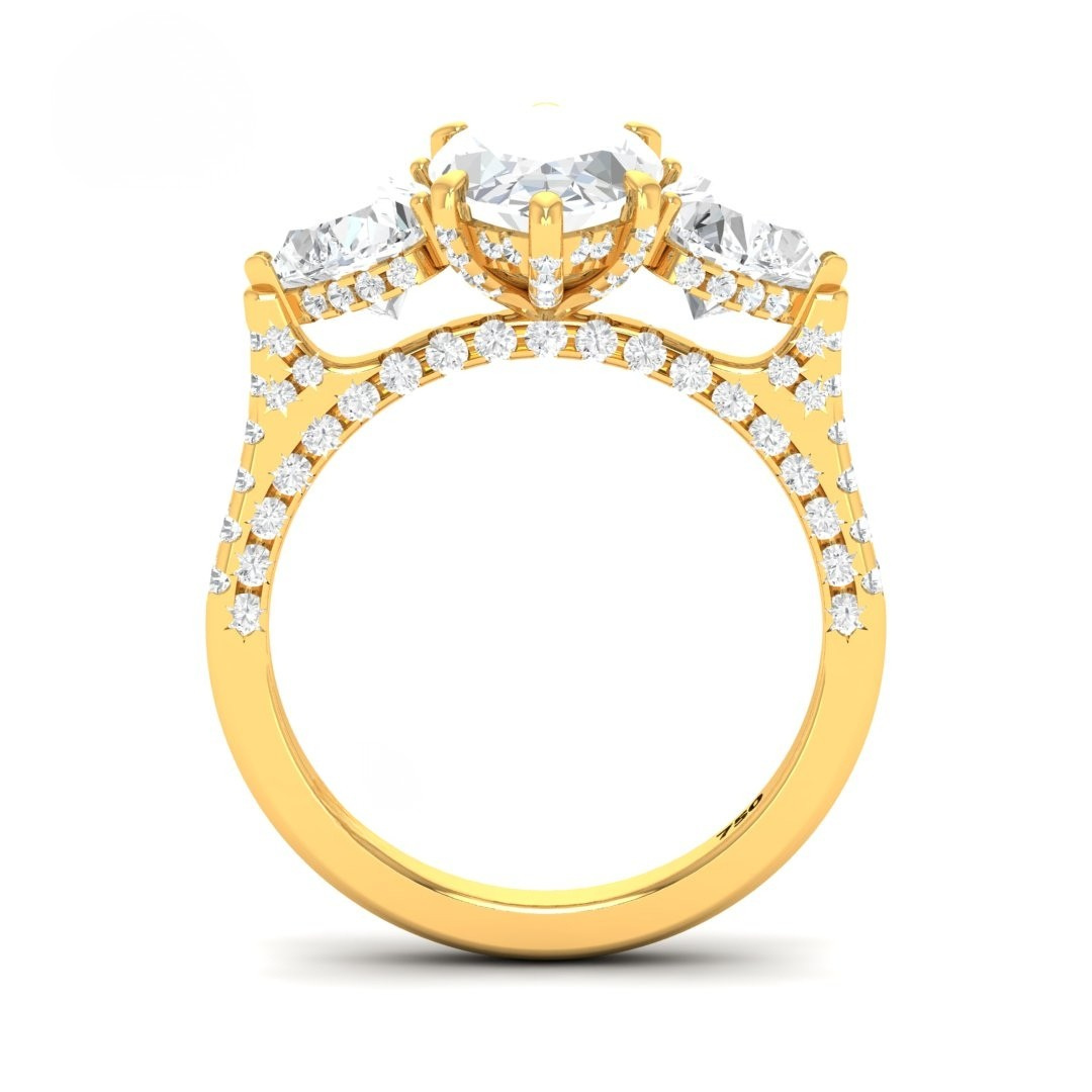 Vidhi Marquise Cut Diamond Engagement Ring with Heart Cut Side Diamonds and 3D Diamond Band