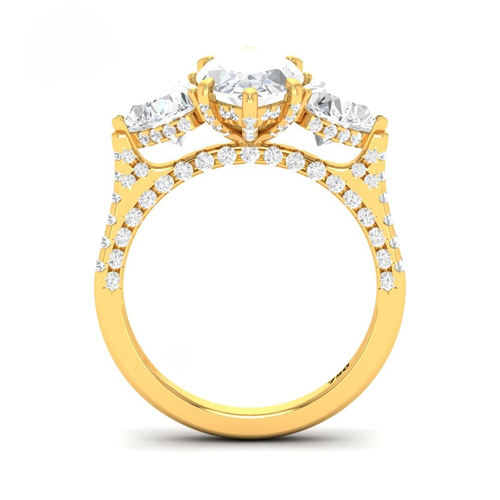 Load image 1 in gallery view. Vidhi Marquise Cut Diamond Engagement Ring with Heart Cut Side Diamonds and 3D Diamond Band
