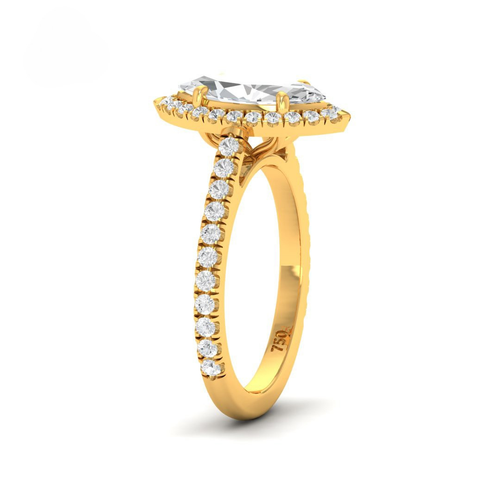 Load image 1 in gallery view. Belle Marquise Cut Diamond Engagement Ring with Diamond Halo & Diamond Band