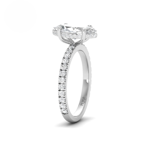 Load image 1 in gallery view. Lila Marquise Cut Diamond Engagement Ring with Diamond Hidden Halo and Diamond Band