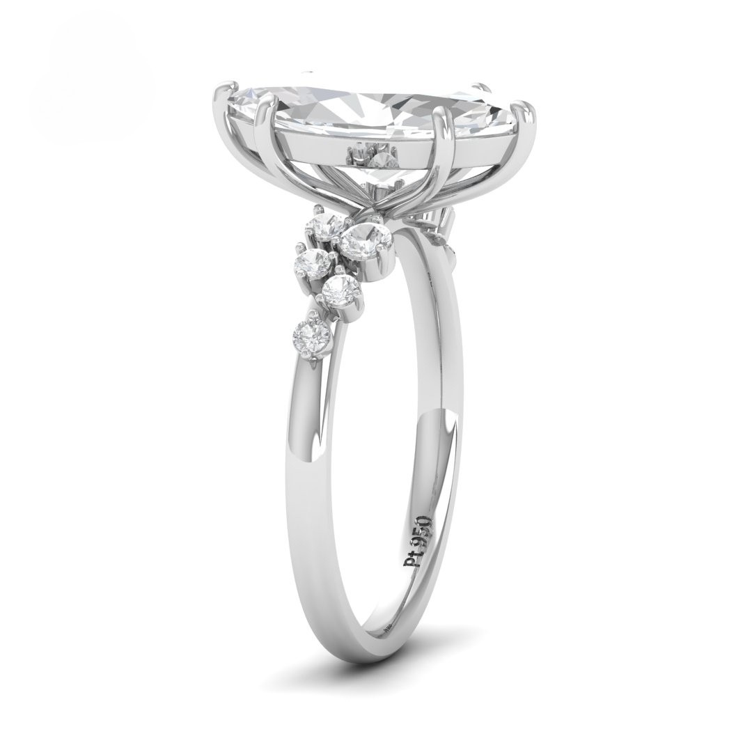 Lina Marquise Cut Diamond Engagement Ring With Diamond Accent Band