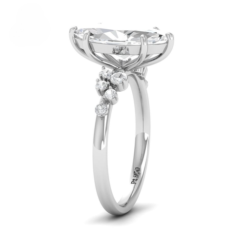 Load image 1 in gallery view. Lina Marquise Cut Diamond Engagement Ring With Diamond Accent Band