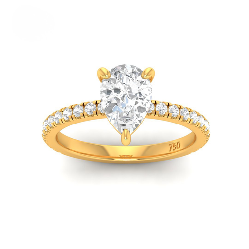 Load image 1 in gallery view. Athena Pear With Diamond Band Engagement Ring