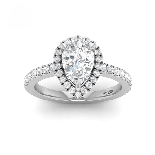 Load image 1 in gallery view. Belle Pear Cut Diamond Engagement Ring with Diamond Halo & Diamond Band