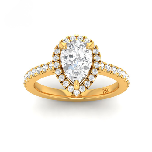 Load image 1 in gallery view. Belle Pear Cut Diamond Engagement Ring with Diamond Halo & Diamond Band