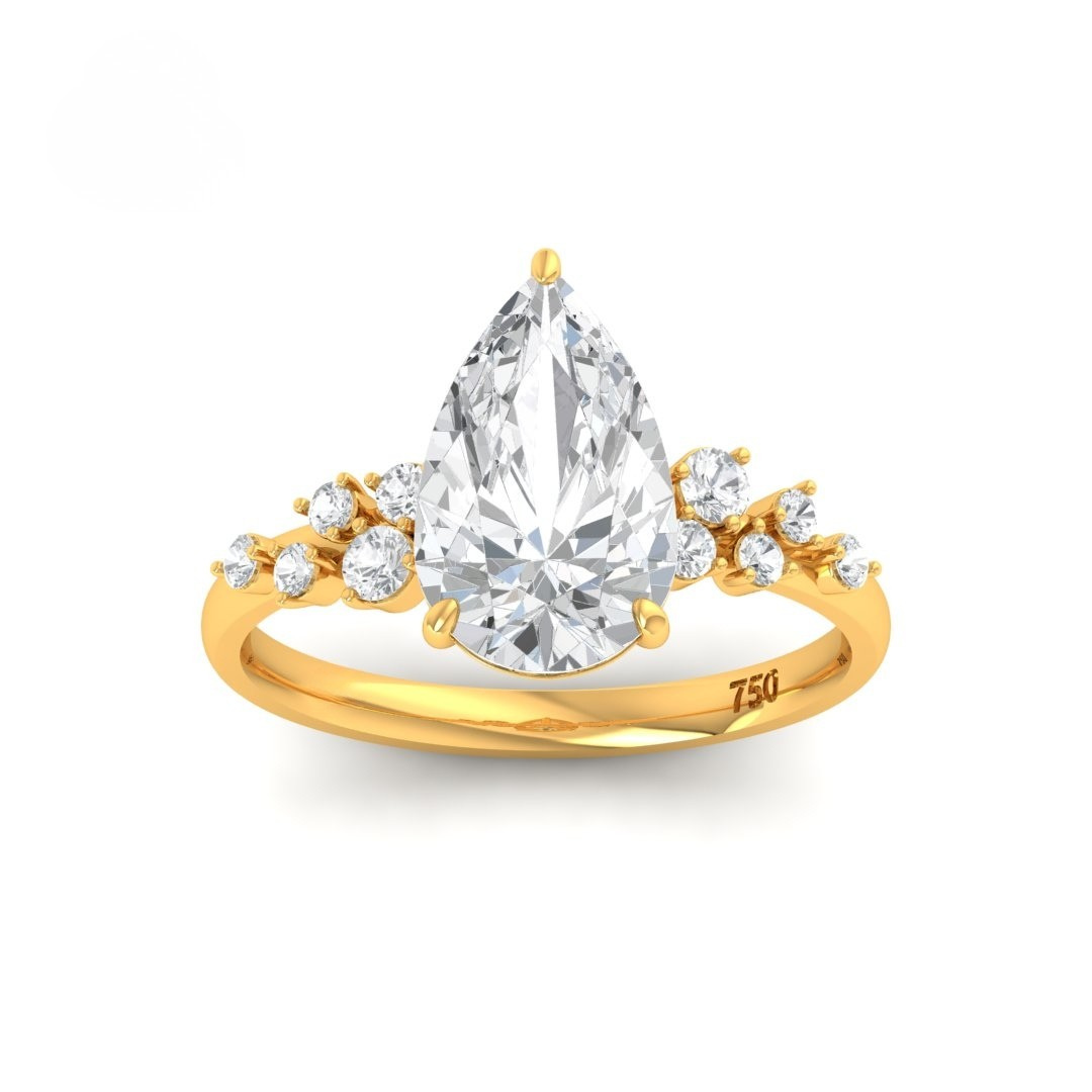 Lina Pear Cut Diamond Engagement Ring With Diamond Accent Band