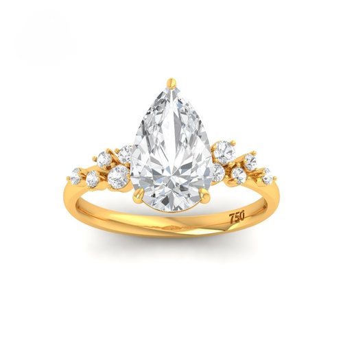 Load image 1 in gallery view. Lina Pear Cut Diamond Engagement Ring With Diamond Accent Band