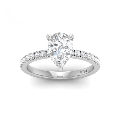 Load image 1 in gallery view. Lila Pear Cut Diamond Engagement Ring with Diamond Hidden Halo and Diamond Band