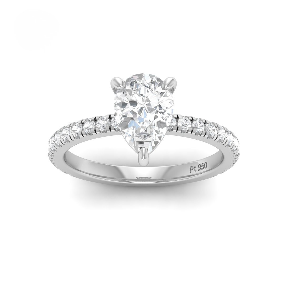 Athena Pear With Diamond Band Engagement Ring
