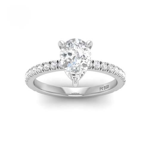Load image 1 in gallery view. Athena Pear With Diamond Band Engagement Ring