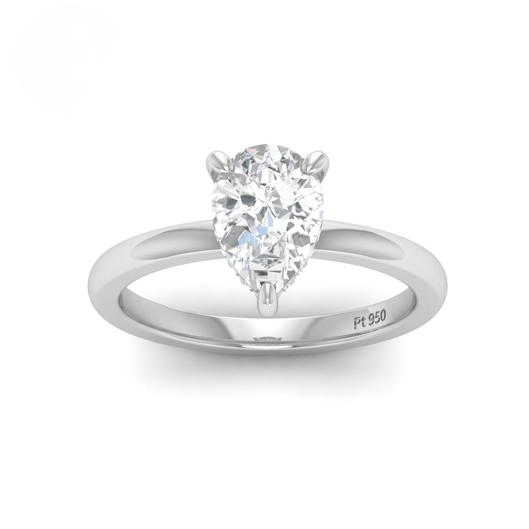 Kiara Pear Cut Diamond With Hidden Halo Engagement Ring