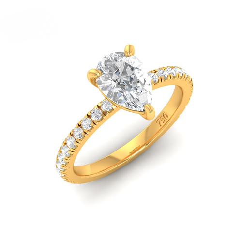 Load image 1 in gallery view. Athena Pear With Diamond Band Engagement Ring