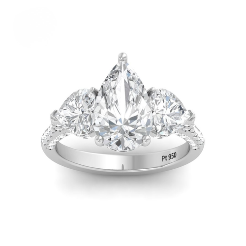 Load image 1 in gallery view. Vidhi Pear Cut Diamond Engagement Ring with Heart Cut Side Diamonds and 3D Diamond Band
