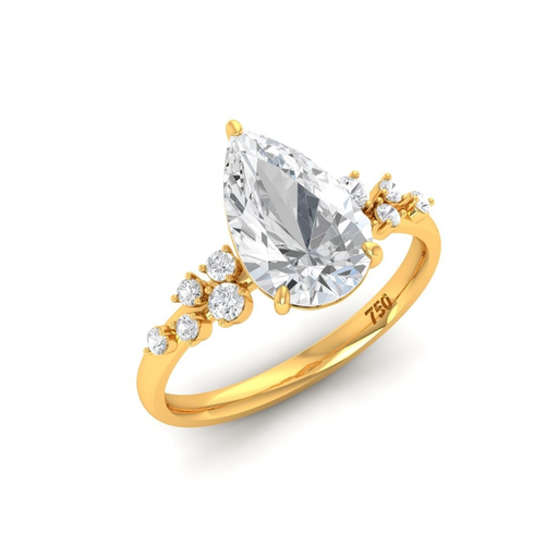 Load image 1 in gallery view. Lina Pear Cut Diamond Engagement Ring With Diamond Accent Band
