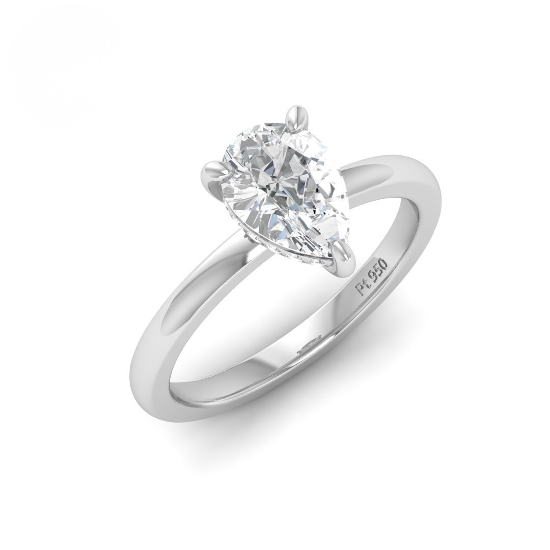Kiara Pear Cut Diamond With Hidden Halo Engagement Ring