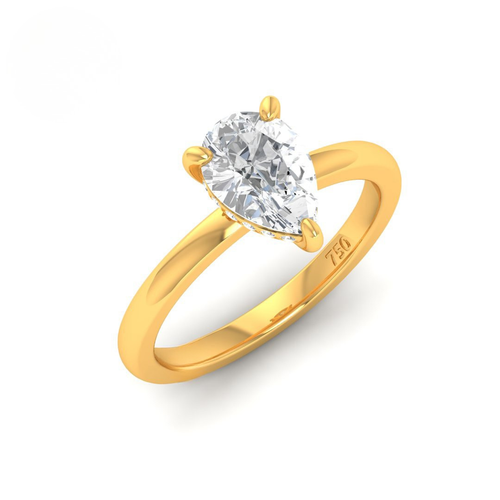 Load image 1 in gallery view. Kiara Pear Cut Diamond With Hidden Halo Engagement Ring
