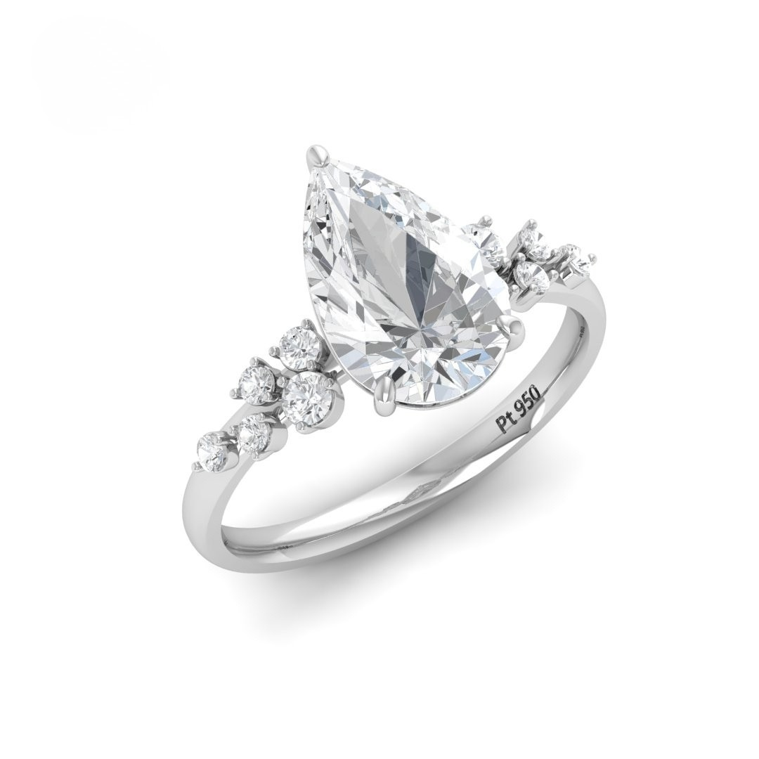 Lina Pear Cut Diamond Engagement Ring With Diamond Accent Band