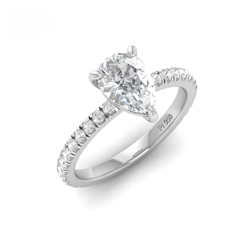 Load image 1 in gallery view. Athena Pear With Diamond Band Engagement Ring
