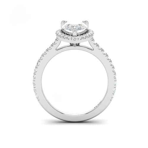 Load image 1 in gallery view. Belle Pear Cut Diamond Engagement Ring with Diamond Halo & Diamond Band
